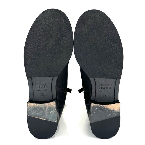 Eileen Fisher Nova Black Moto/Biker Boot Size 7.5 Soft Leather Mid-Calf Low Heel - Picture 7 of 13